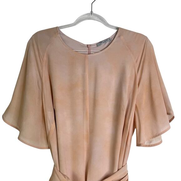 MM Lafleur The Jessica Dress Brushstroke Size XL 100% Silk Peach Salmon Career - Picture 6 of 15